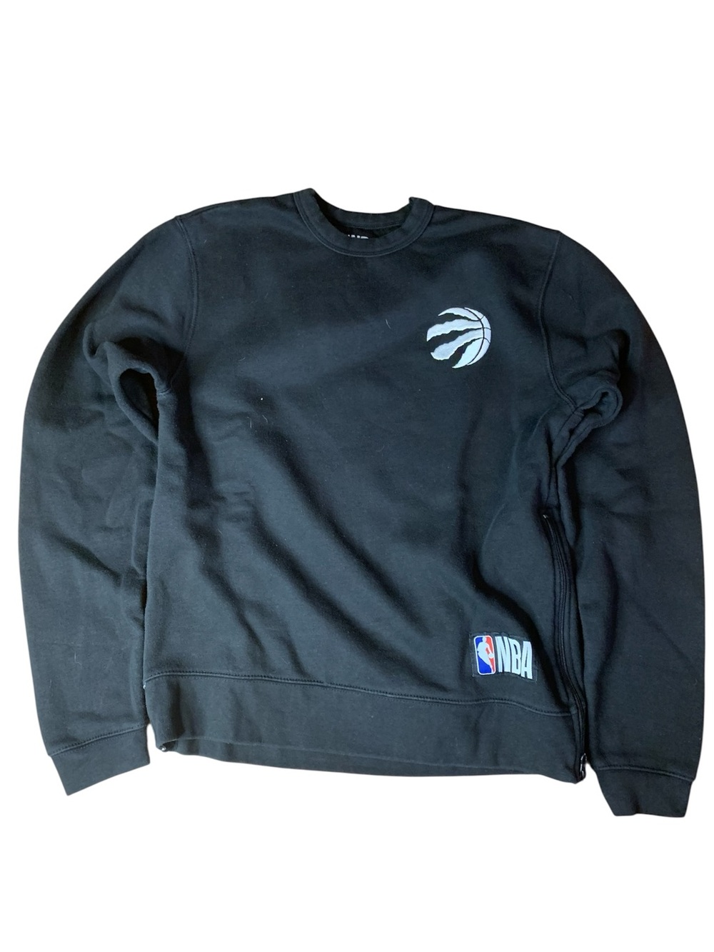 NBA Toronto Raptors Black Crewneck Sweatshirt Double Side Zippers Unisex S/P